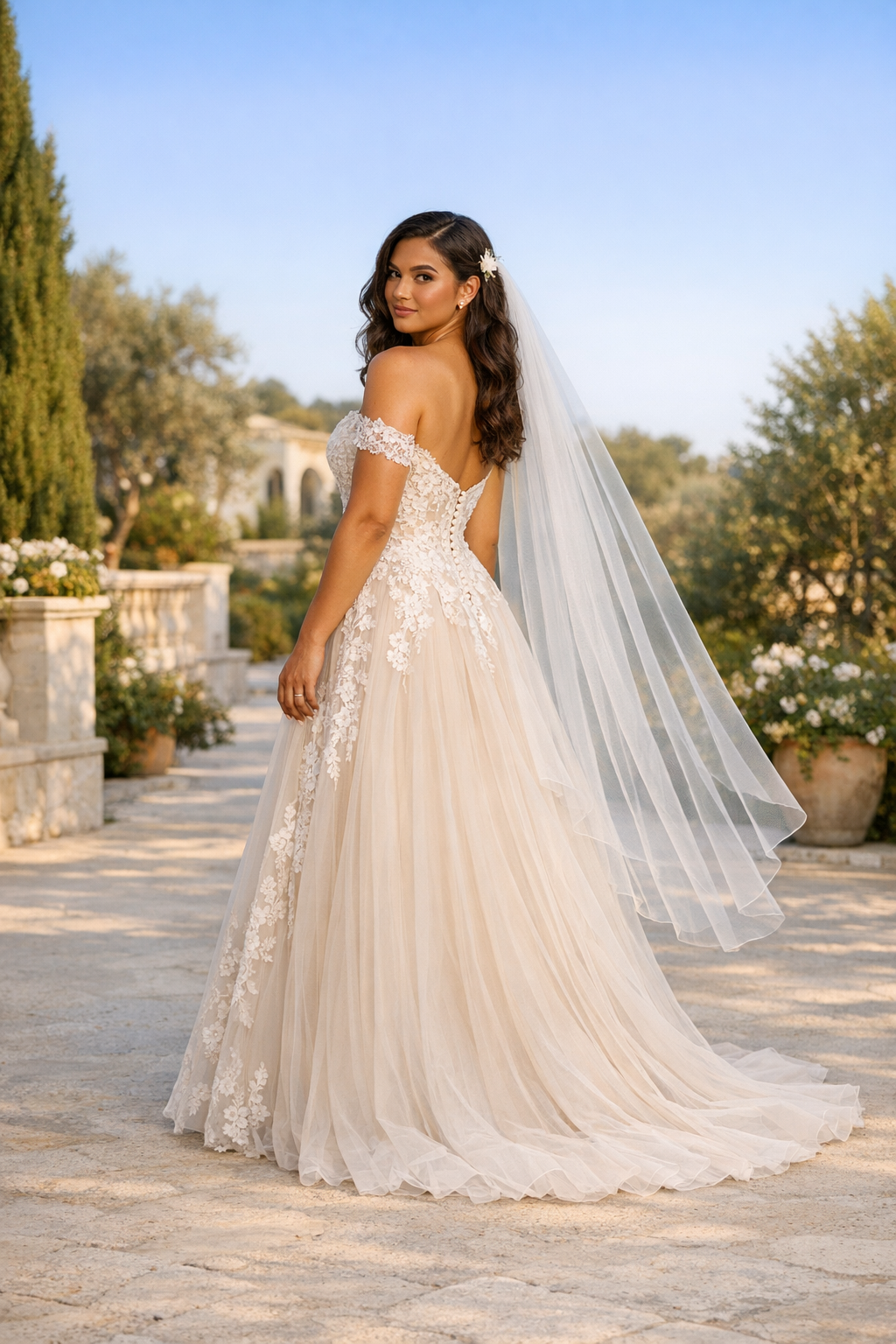 Luisa Waltz Length Wedding Veil – Soft Tulle Bridal Veil