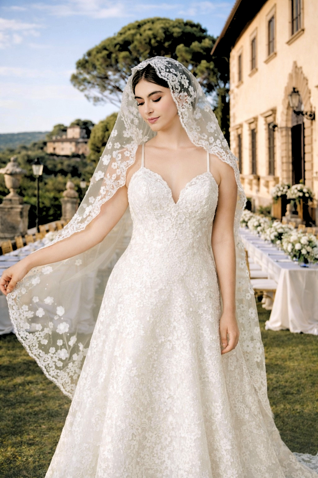 Laverna 3D Floral Waltz Bridal Veil