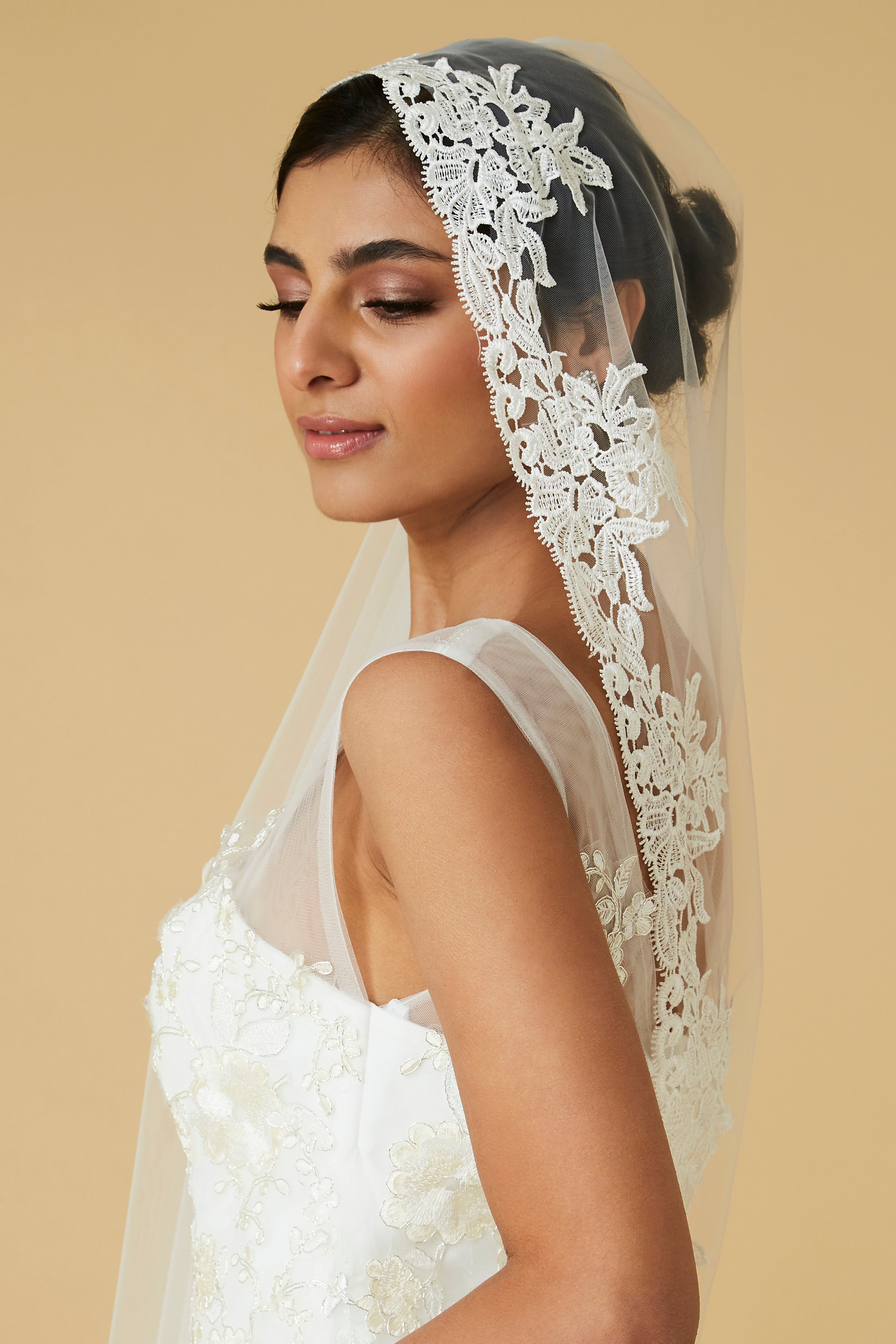 Carolien Fingertip Lace Wedding Veil