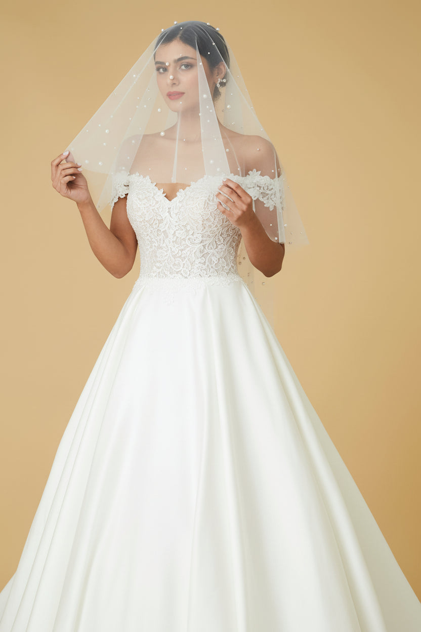 Pearls of Paz Fingertip Wedding Veil