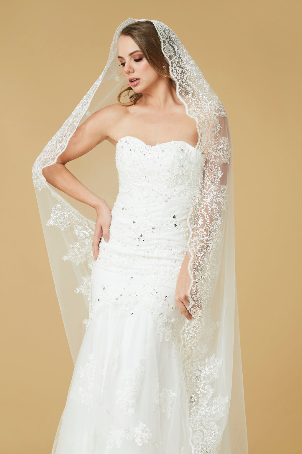 Aurea Lace Chapel Bridal Veil