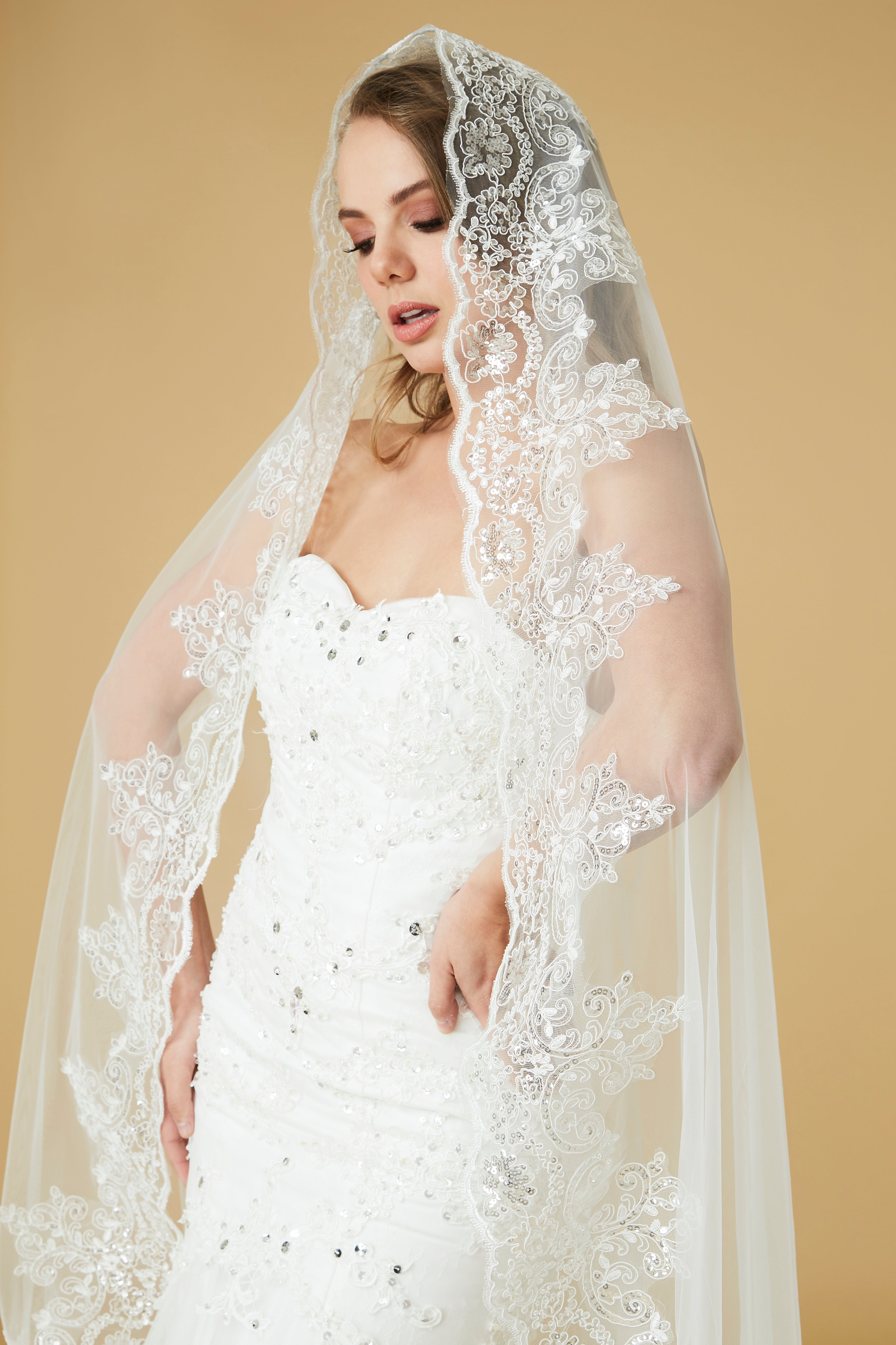 Aurea Chapel Lace Wedding Veil